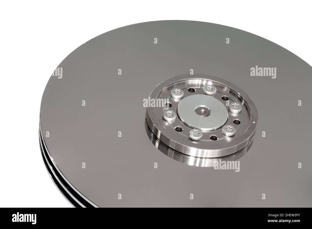 disco argento di un disco fisso su sfondo bianco Foto Stock