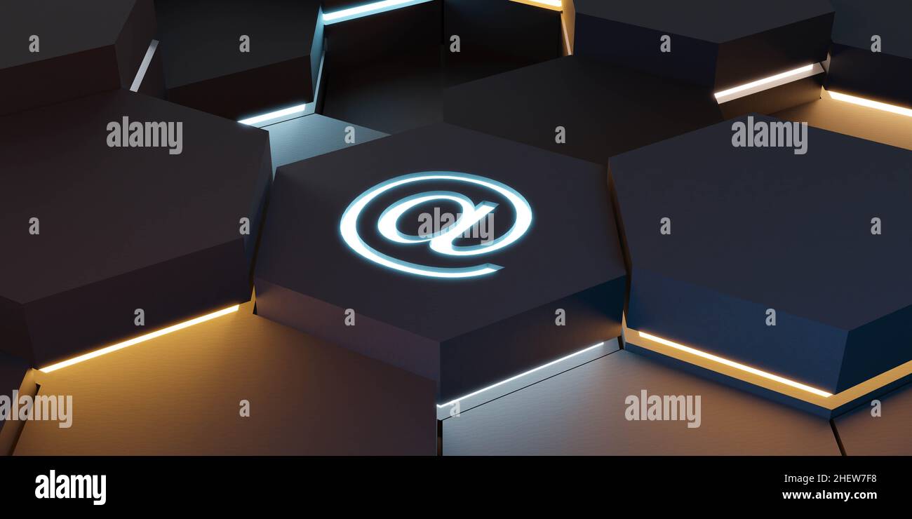 al simbolo internet web url e-mail contatto messaggio icona 3d rendering illustrazione Foto Stock