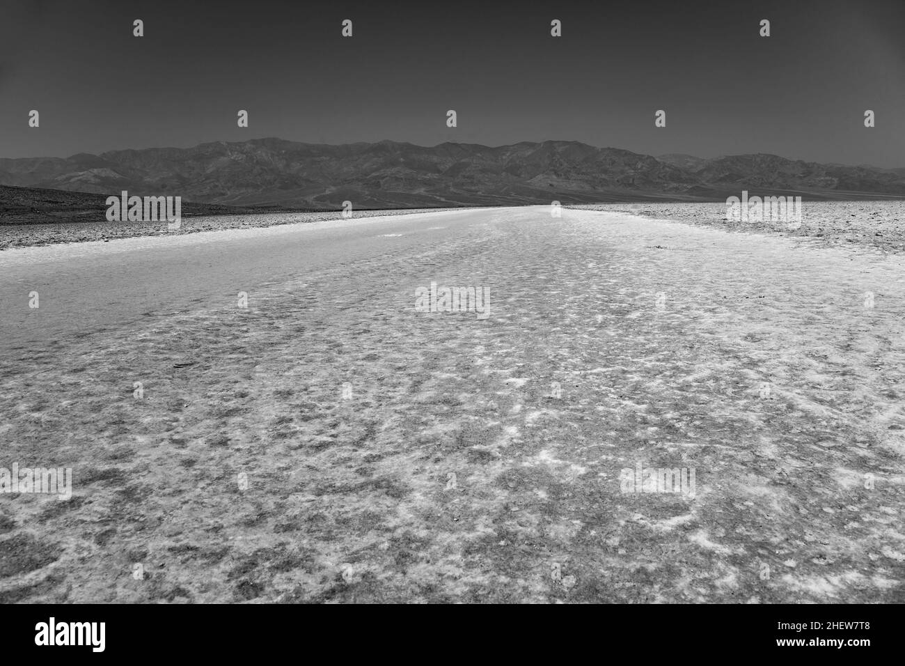 Bacino di Saltsee e Badwater a Badwater, Death Valley, USA a mezzogiorno Foto Stock