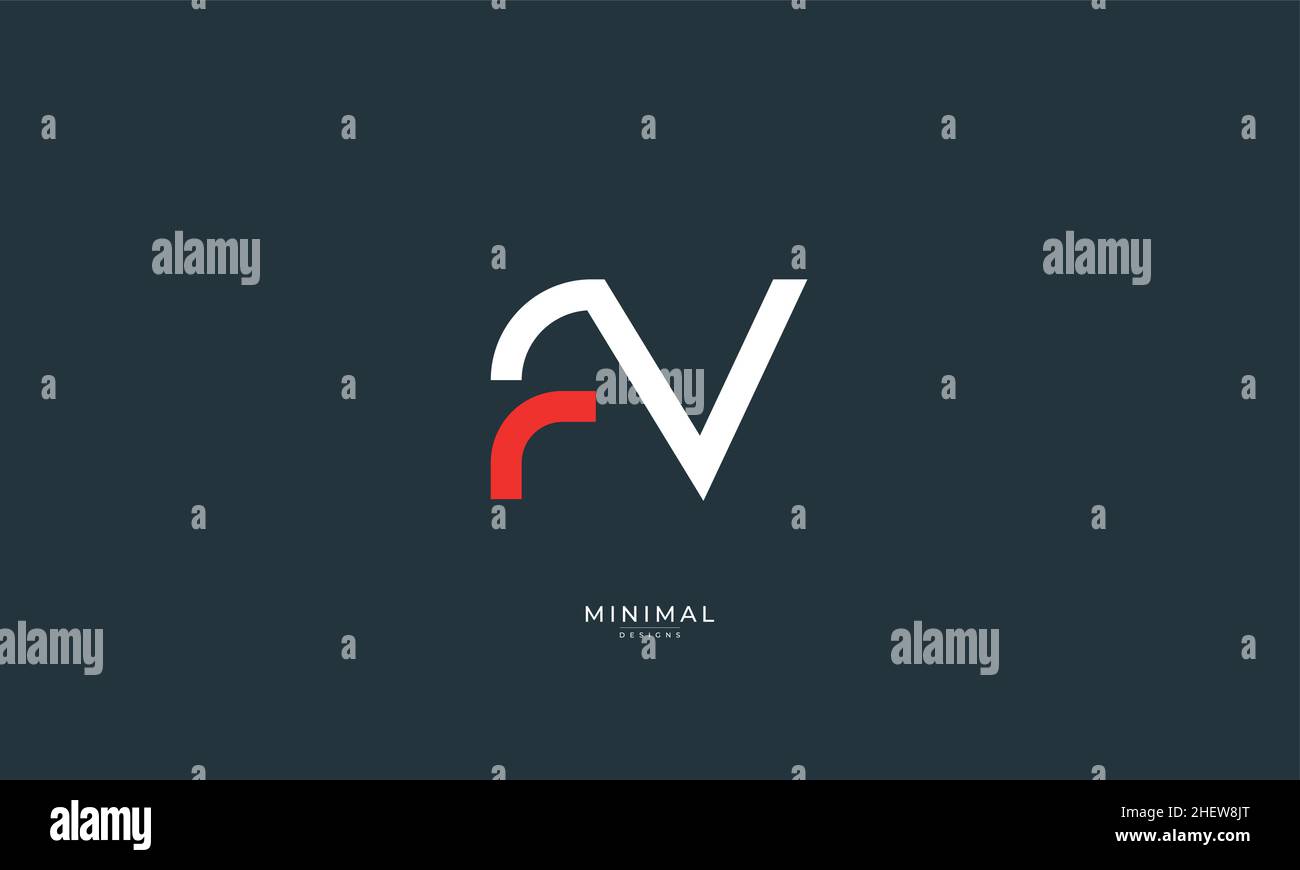 Icona lettera alfabetica logo FV Illustrazione Vettoriale
