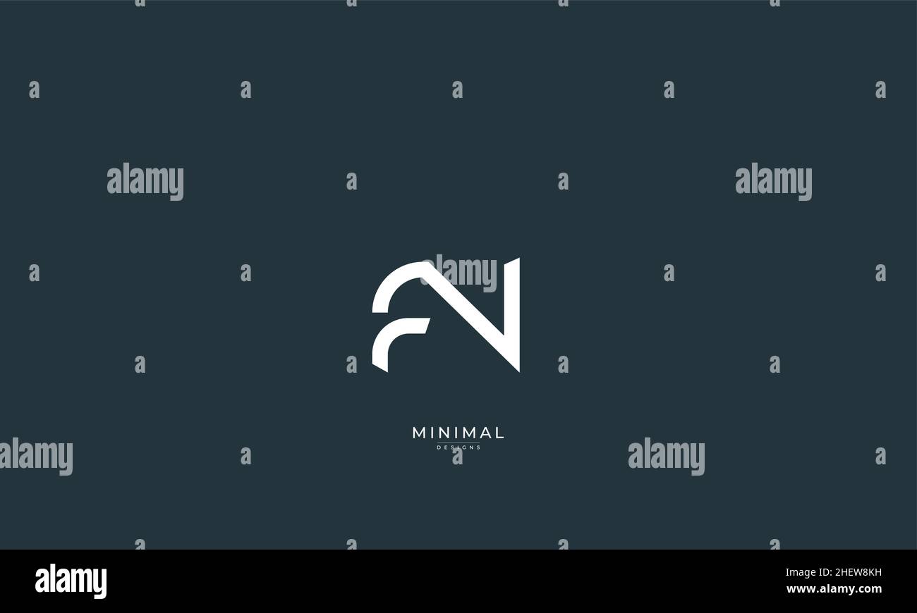 Icona lettera alfabetica logo FN Illustrazione Vettoriale