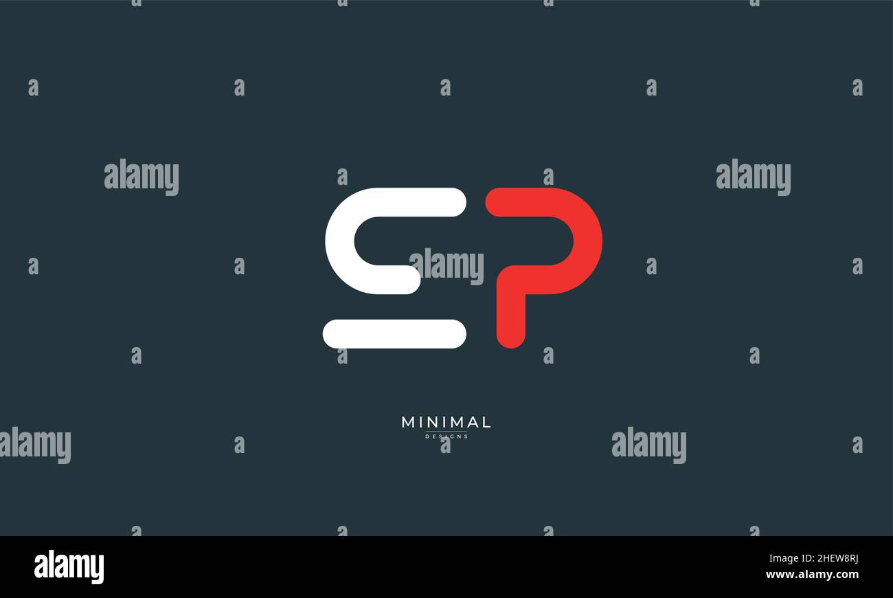 Icona lettera alfabetica logo EP Illustrazione Vettoriale