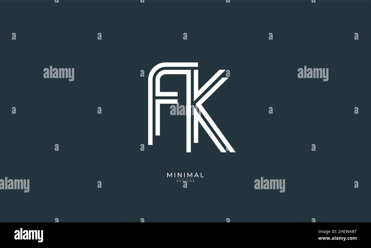 Icona lettera alfabetica logo FK Illustrazione Vettoriale
