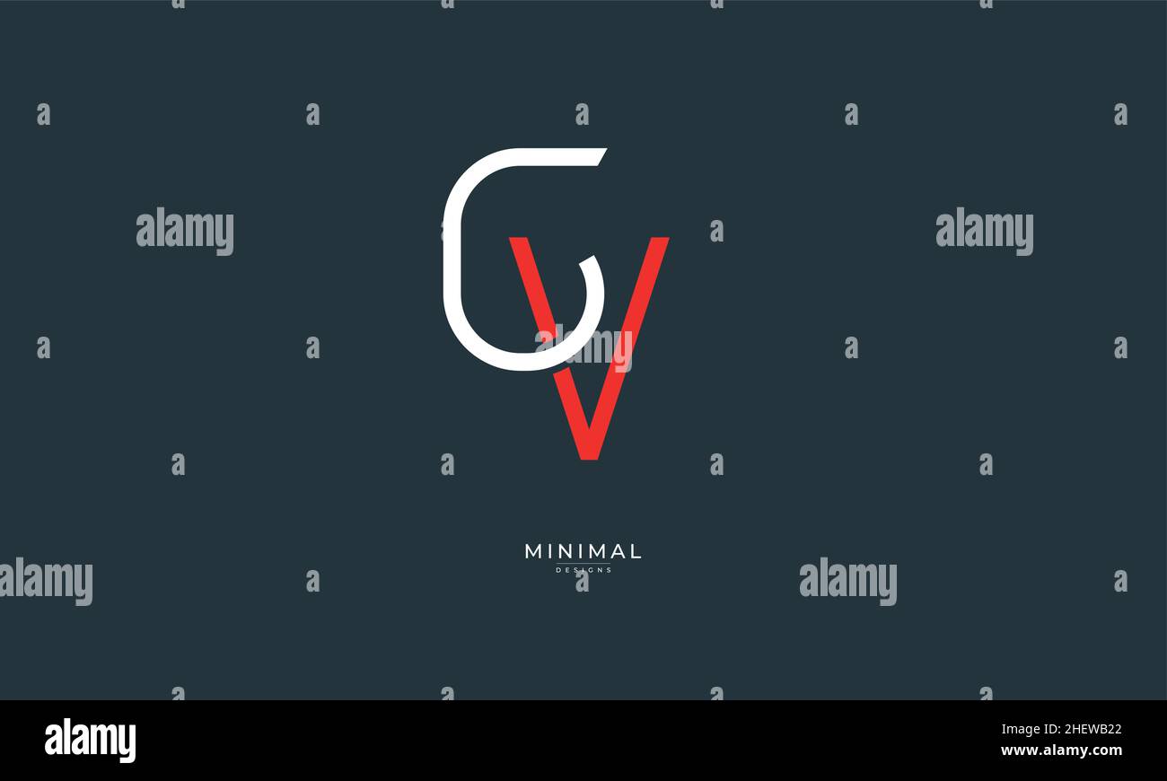 Lettera alfabetica icona logo GV Illustrazione Vettoriale