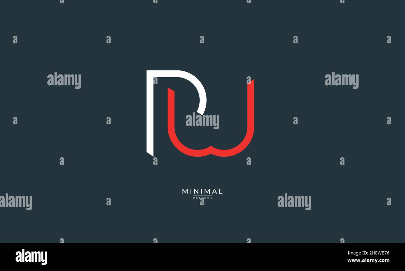 Icona lettera alfabetica logo PW Illustrazione Vettoriale