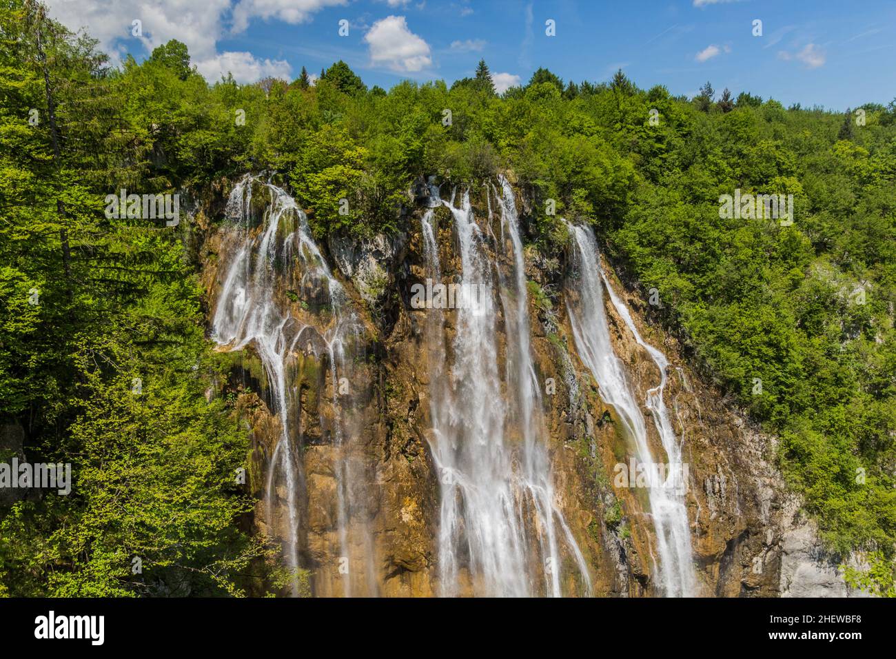 Cascata di Veliki Slap Parco Nazionale dei Laghi di Plitvice, Croazia Foto Stock