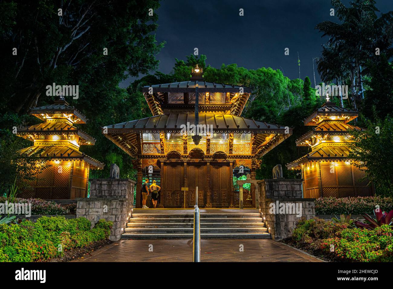 La Pagoda della Pace Nepalese costruita per il World Expo 88, Southbank Parklands, Brisbane, Queensland, Australia Foto Stock