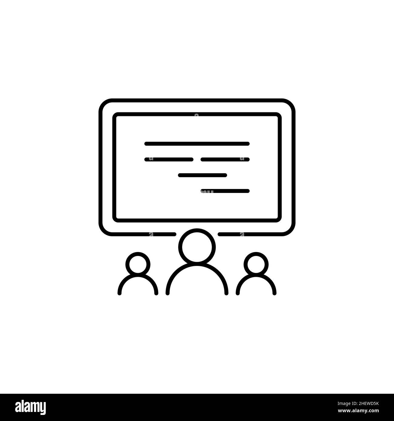 Lavoro in remoto, apprendimento in remoto o classe video online con nove persone flat Vector icona per le applicazioni e i siti web di riunioni. Illustrazione Vettoriale