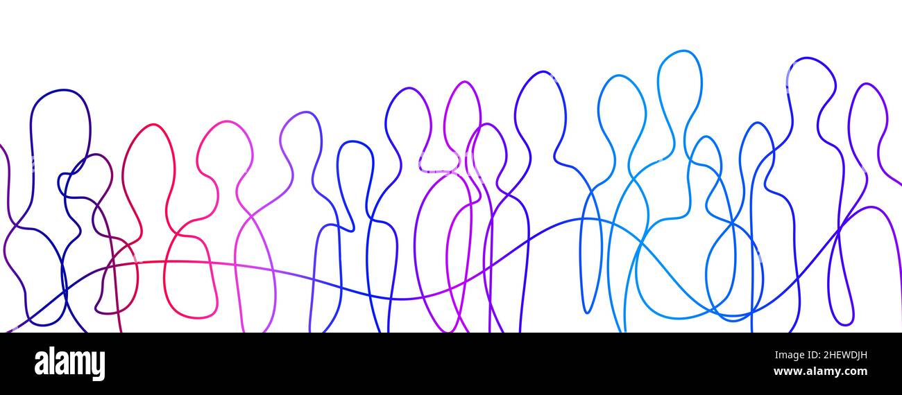 Persone connesse Abstract background. Collegare la linea di persona colorata. Diversità, Contemporary e Communication Concept idea creativa Foto Stock