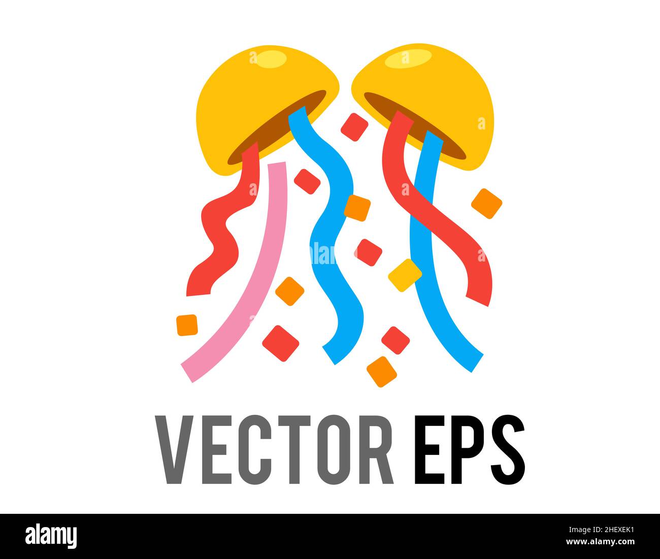 Icona Golden confetti palla con confetti multicolore e streamers, usato per trasmettere congratulazioni e celebrazioni, come per i compleanni, Capodanno, noi Illustrazione Vettoriale