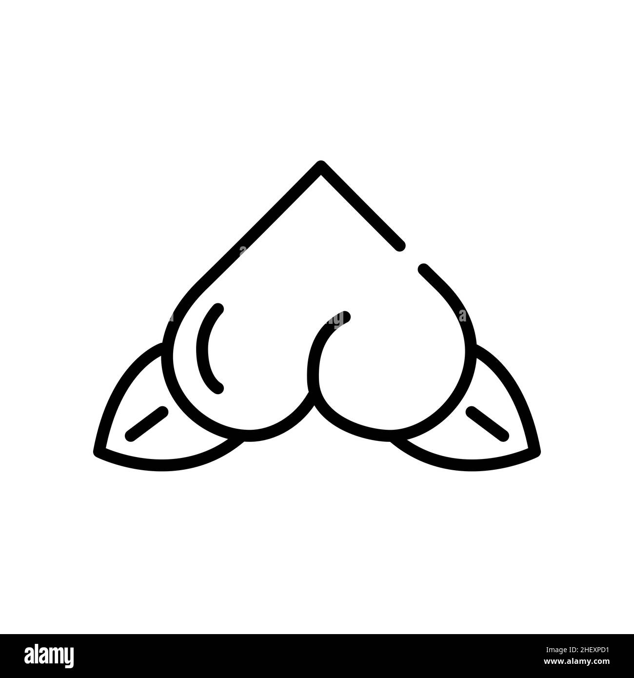 Pesca cinese a forma di cuore. Simbolo di Capodanno lunare. Icona tratto modificabile pixel Perfect Illustrazione Vettoriale