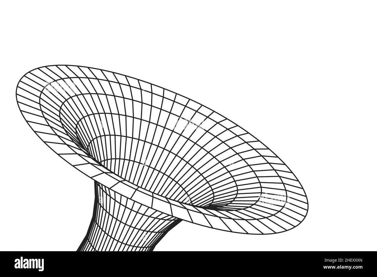 Illustrazione vettoriale di design in stile piatto a griglia geometrica a reticolo di Wormhole. Illustrazione Vettoriale