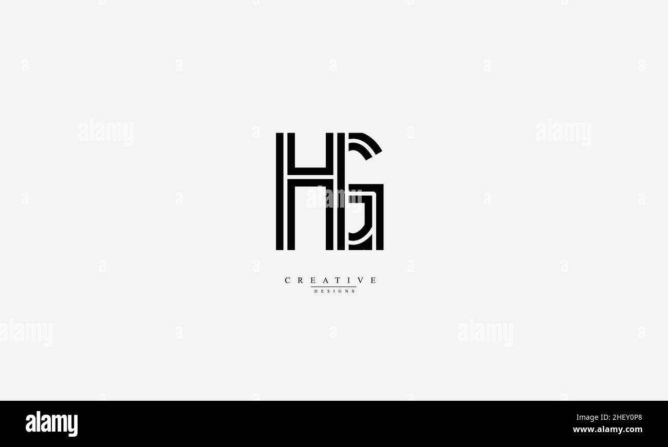 MODELLO di design CON logo vettoriale HG GH G. Illustrazione Vettoriale