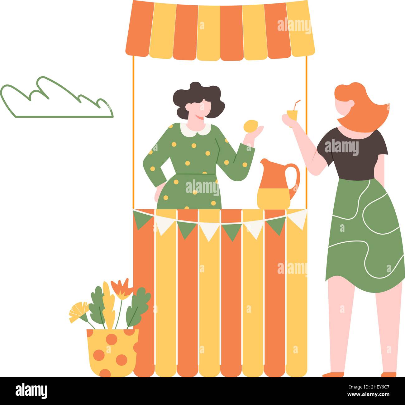 Lemonade stalla , venditore vende bevanda fredda a raffreddare Illustrazione Vettoriale