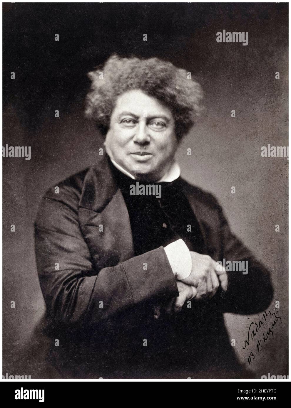 Alexandre Dumas père (1802-1870), scrittore francese, autore, e, romanziere, ritratto fotografia di Felix Nadar, 1855 Foto Stock