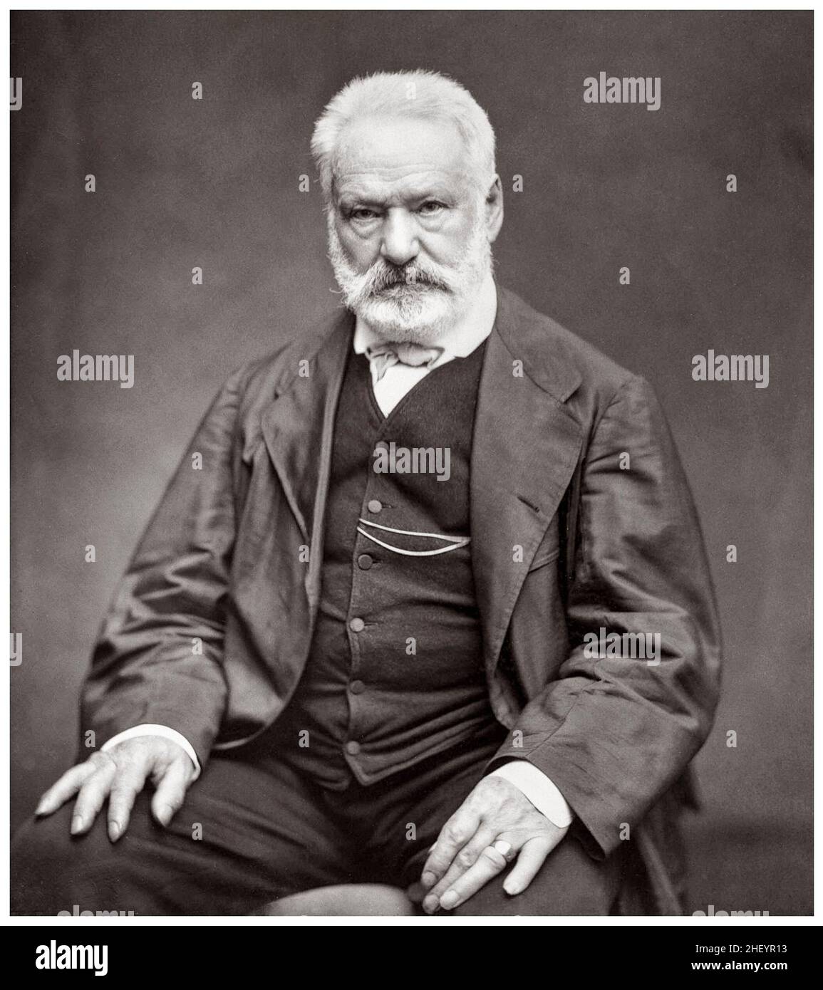 Victor Hugo (1802-1885), scrittore francese, Woodburytype portrait Photography by cliché Bertall, 1860-1869 Foto Stock