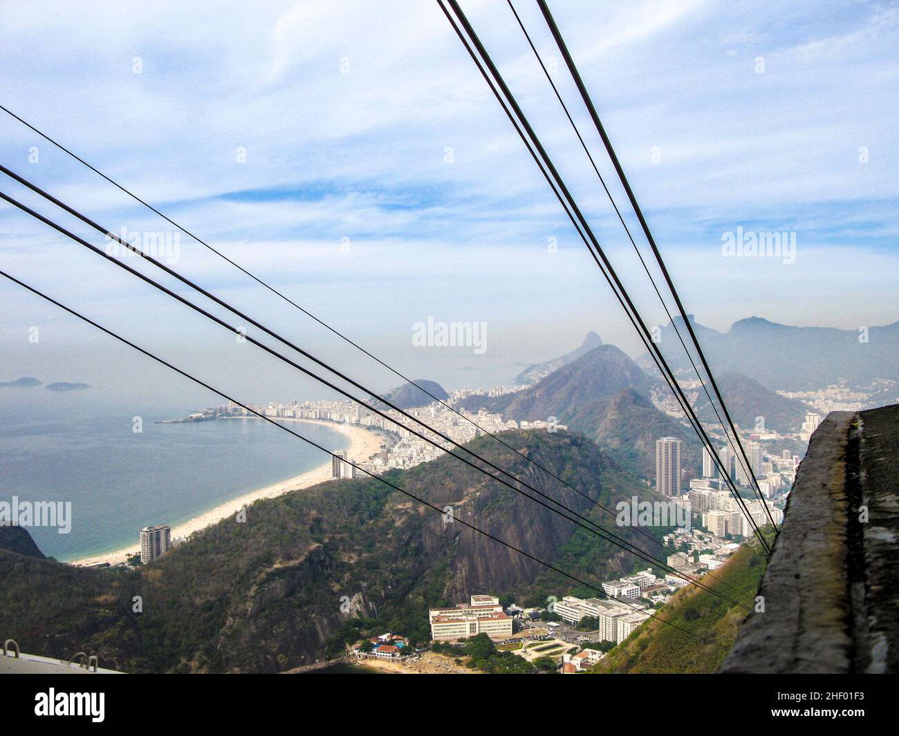 RIO DE JANEIRO, BRASILE - 30 GENNAIO 2015: Vista a rio dalla funivia sulla collina di Corcovado. Foto Stock