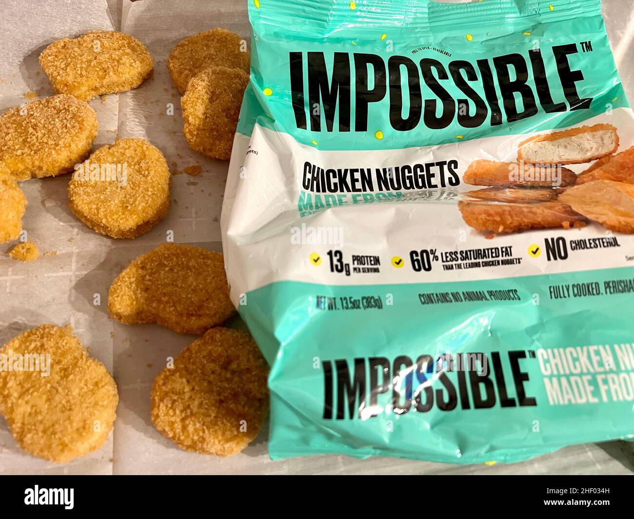 Impossible Foods Chicken Nuggets fatto da piante - un'alternativa vegana Foto Stock