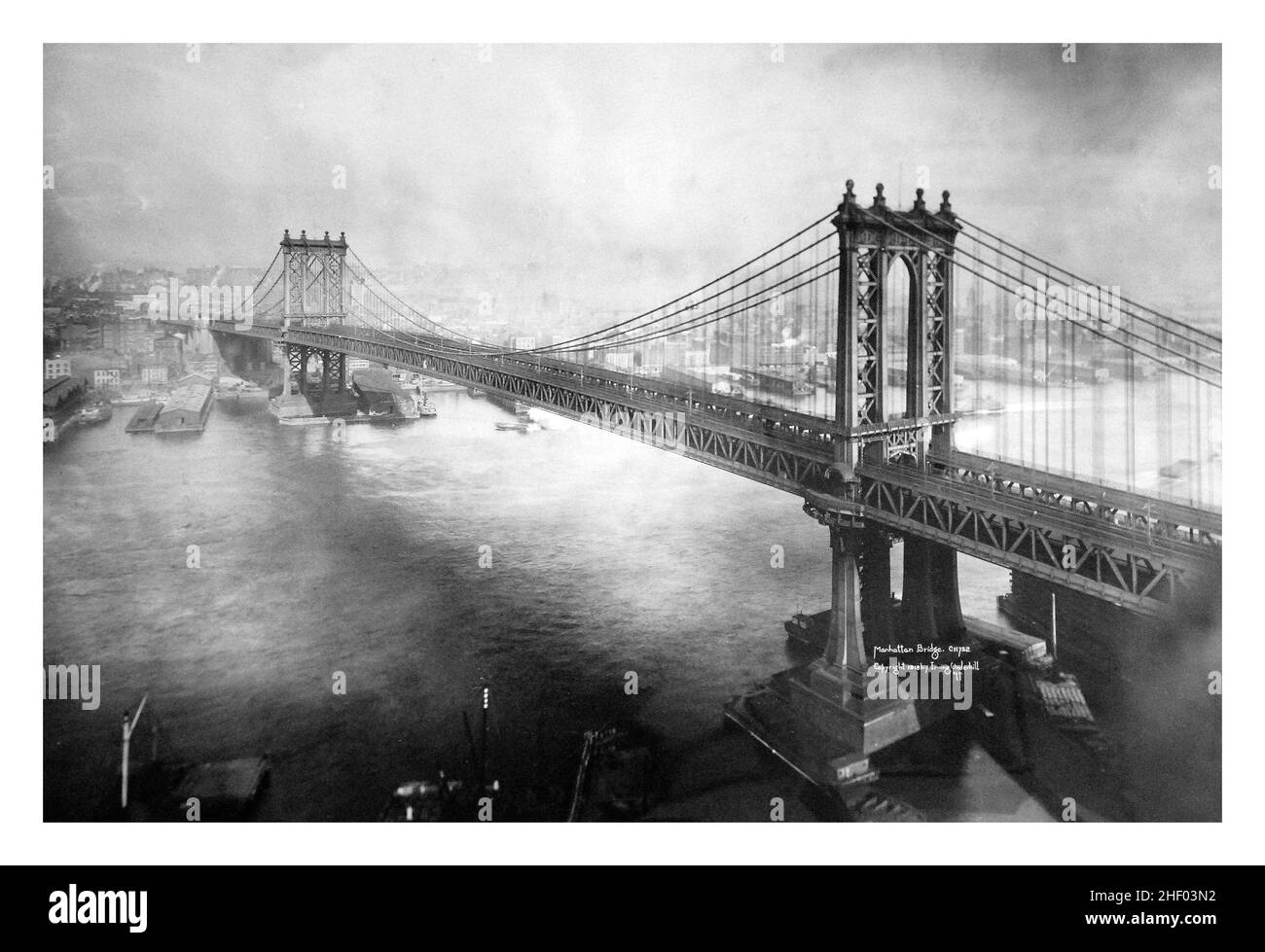 Manhattan Bridge, New York City, New York, foto di Irving Underhill, 1919. Foto d'epoca di New York. Foto Stock
