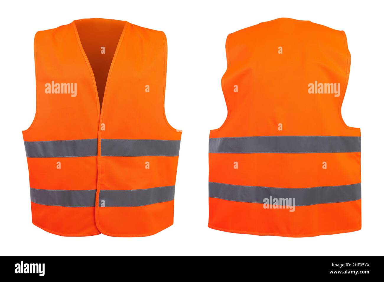 Giubbotto segnaletico di sicurezza con strisce riflettenti isolate Foto Stock