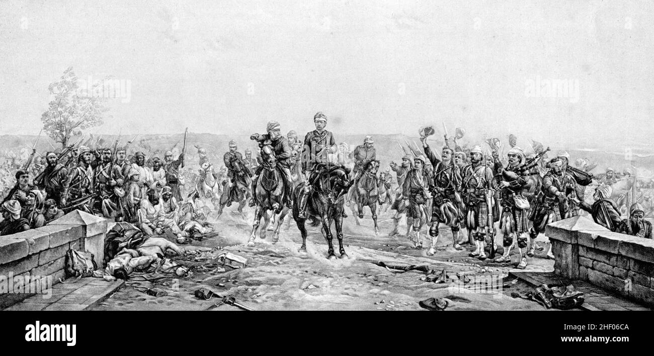 Dopo la battaglia, Tel-El-Kebir dal dipinto di Lady Butler (Elizabeth Thompson) 13th settembre 1882, la battaglia decisiva nella Wa anglo-egiziana Foto Stock