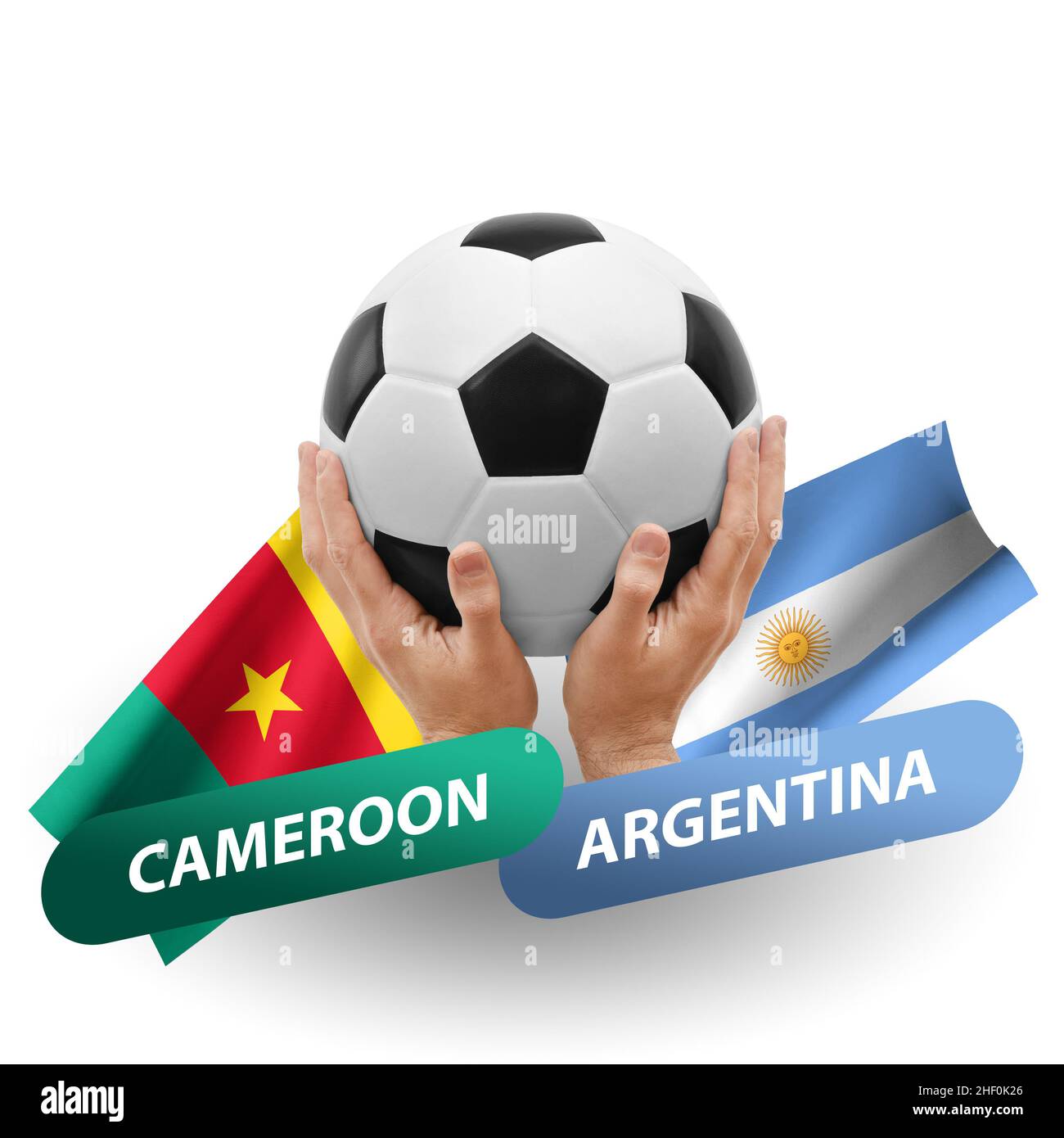 Partita di calcio, squadre nazionali camerun vs argentina Foto Stock