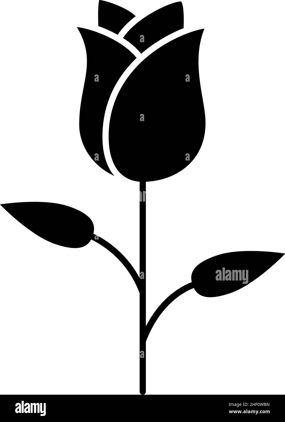 Rosa fiore Glyph icona Vector Illustrazione Vettoriale