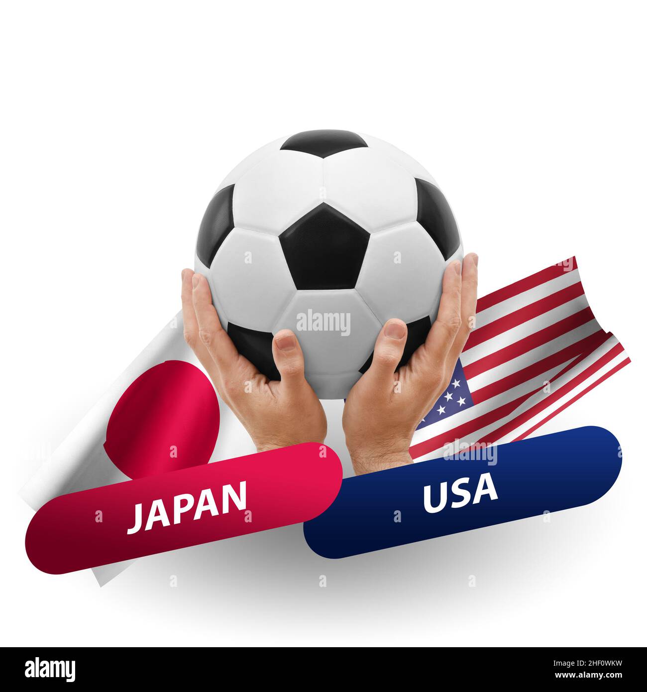Partita di calcio, squadre nazionali giappone vs usa Foto Stock
