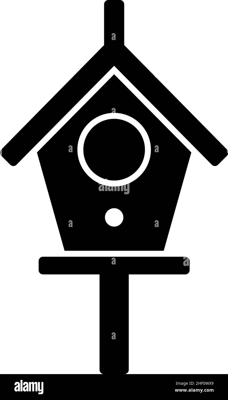 Bird House Glyph icona vettore Illustrazione Vettoriale