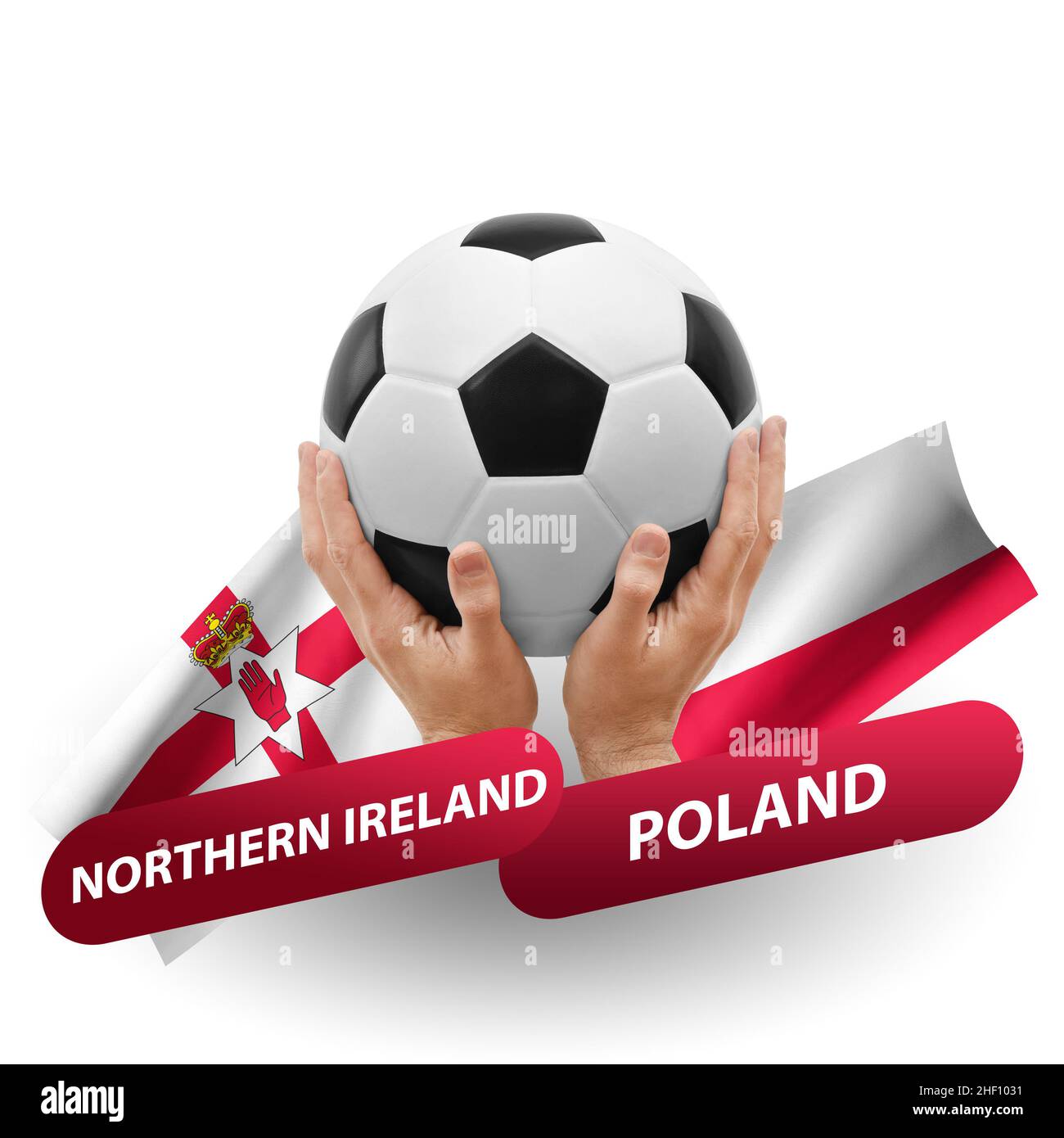 Partita di calcio, squadre nazionali Irlanda del Nord vs polonia Foto Stock