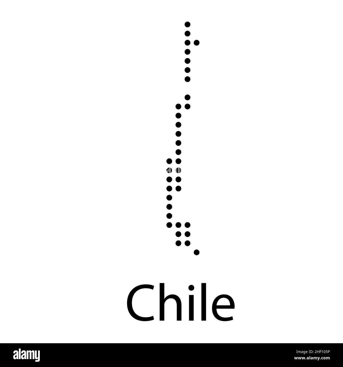 Cile - Mappa della silhouette nera piena dell'area di campagna. Semplice illustrazione vettoriale piatta. esp 10 Illustrazione Vettoriale