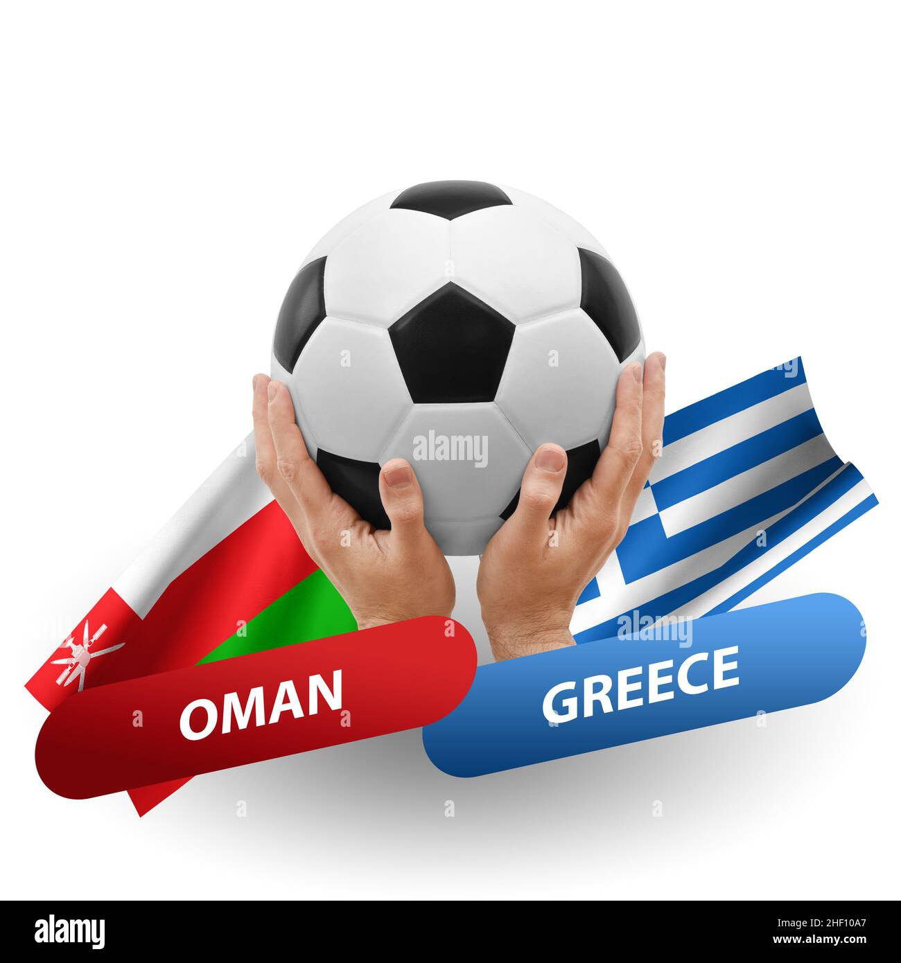 Partita di calcio, nazionale oman vs grecia Foto Stock