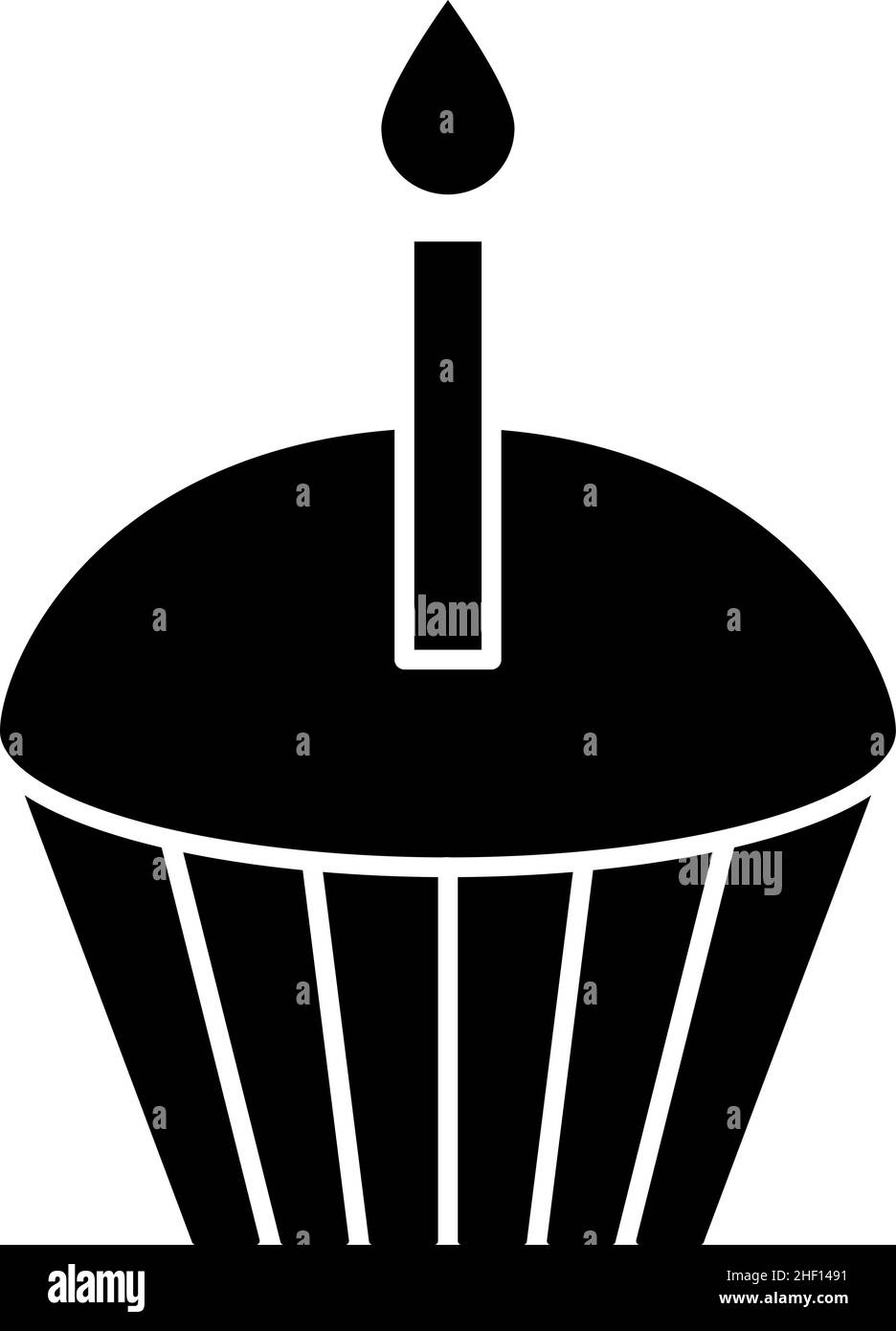 Cupcake Candle Glyph icona Vector Illustrazione Vettoriale