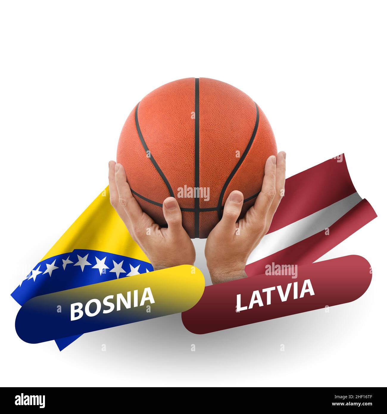 Partita di pallacanestro, squadre nazionali bosnia vs lettonia Foto Stock