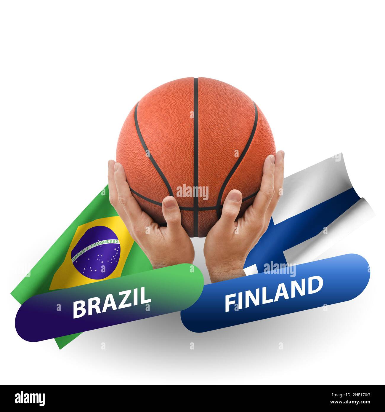 Partita di pallacanestro, squadre nazionali brasile vs finlandia Foto Stock