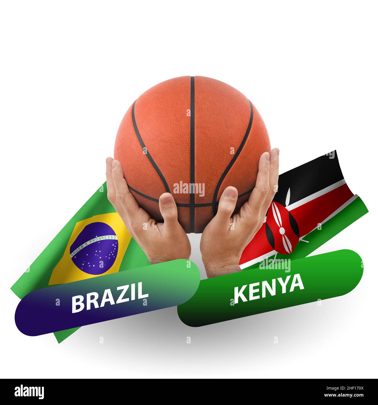 Partita di pallacanestro, squadre nazionali brasile vs kenya Foto Stock