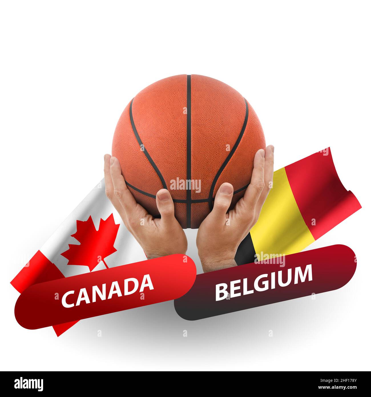 Partita di pallacanestro, squadre nazionali canada vs belgio Foto Stock