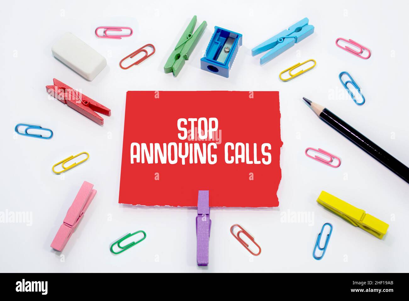 Segnale di testo che mostra l'indicazione Interrompi chiamate fastidiose Foto Stock