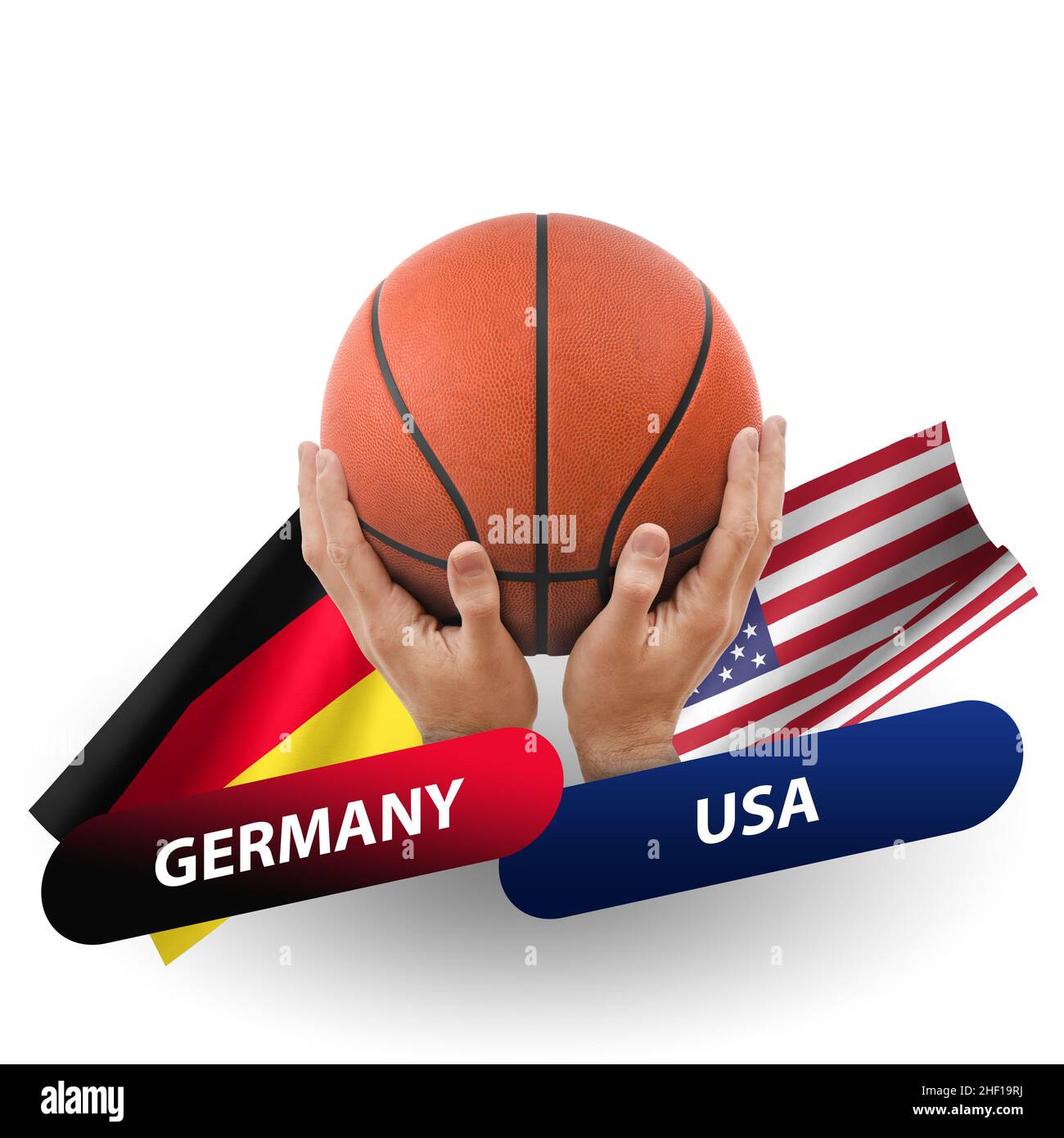 Partita di pallacanestro, squadre nazionali germania vs usa Foto Stock