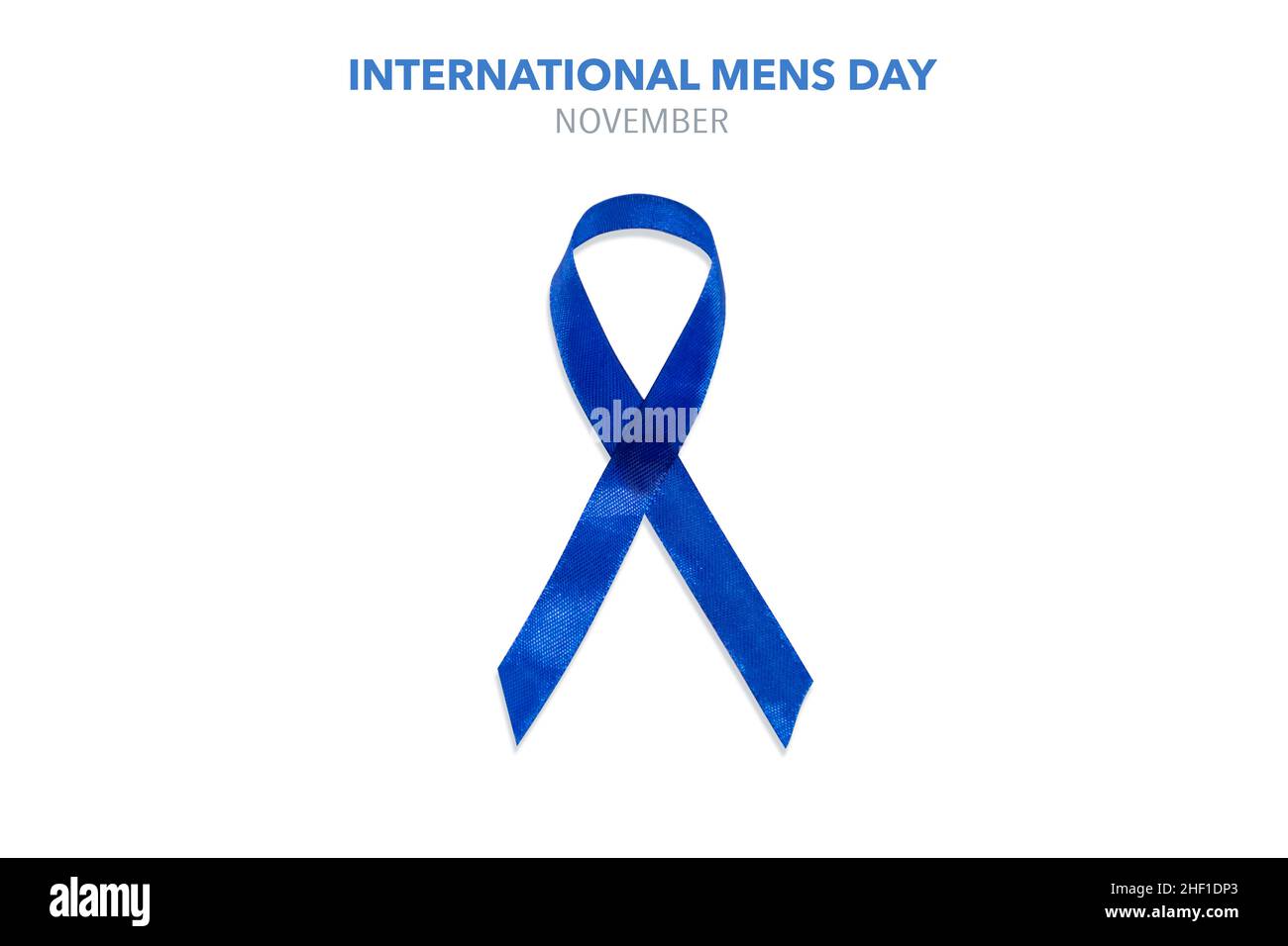 Giornata internazionale degli uomini il 19th novembre nastro blu su sfondo bianco. Foto Stock