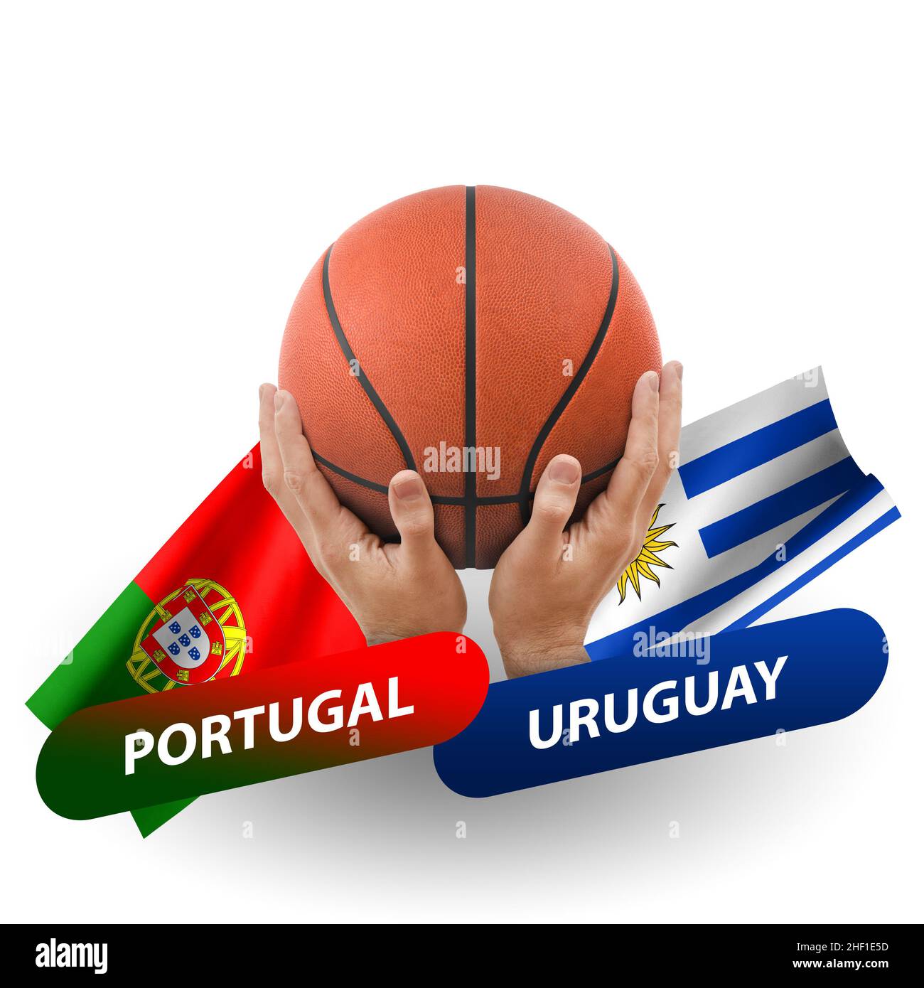 Partita di pallacanestro, squadre nazionali portogallo vs uruguay Foto Stock