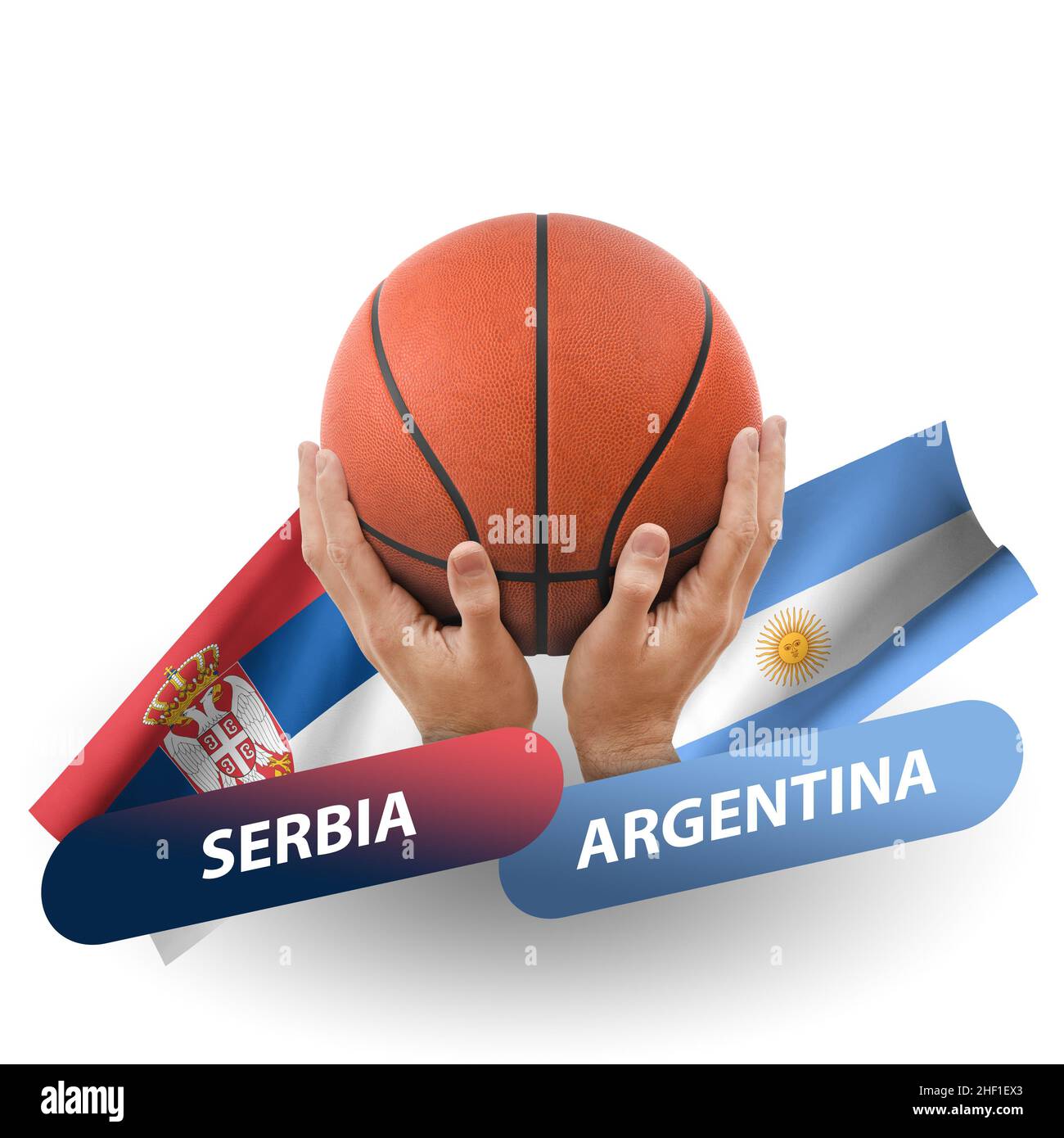 Partita di pallacanestro, squadre nazionali serbia vs argentina Foto Stock