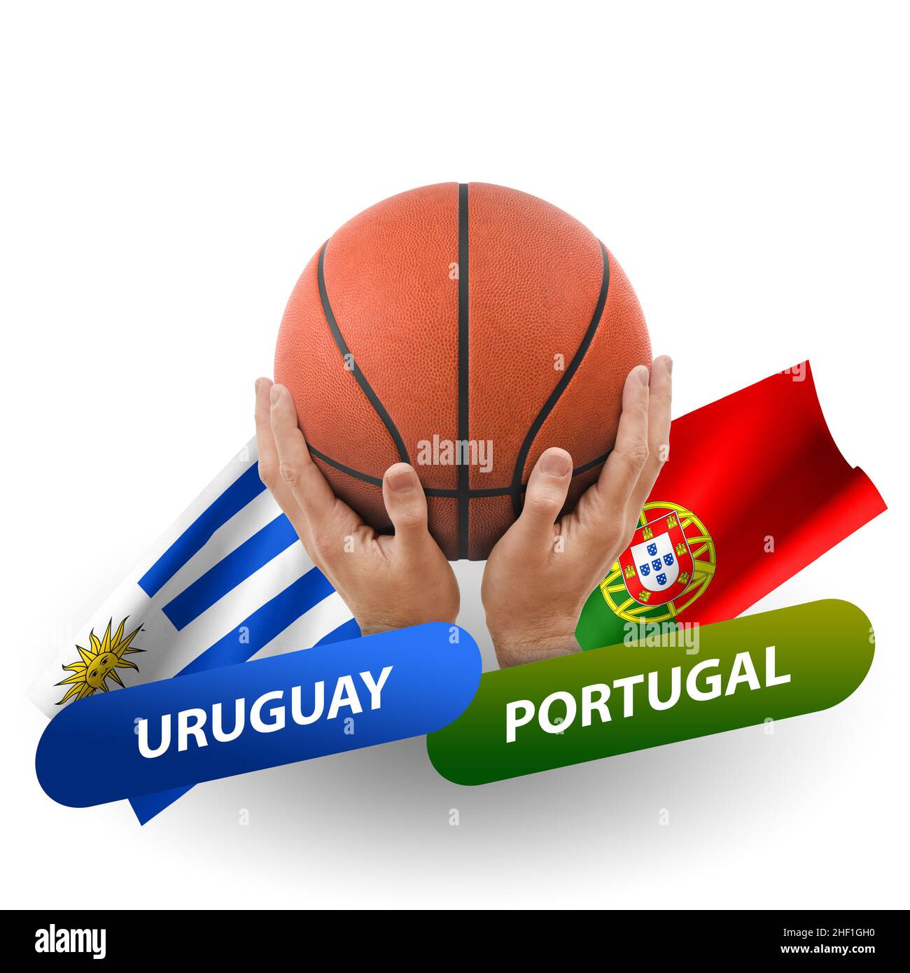 Partita di pallacanestro, squadre nazionali uruguay vs portogallo Foto Stock