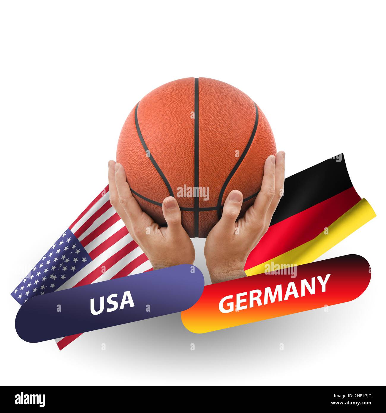 Partita di pallacanestro, squadre nazionali usa vs germania Foto Stock