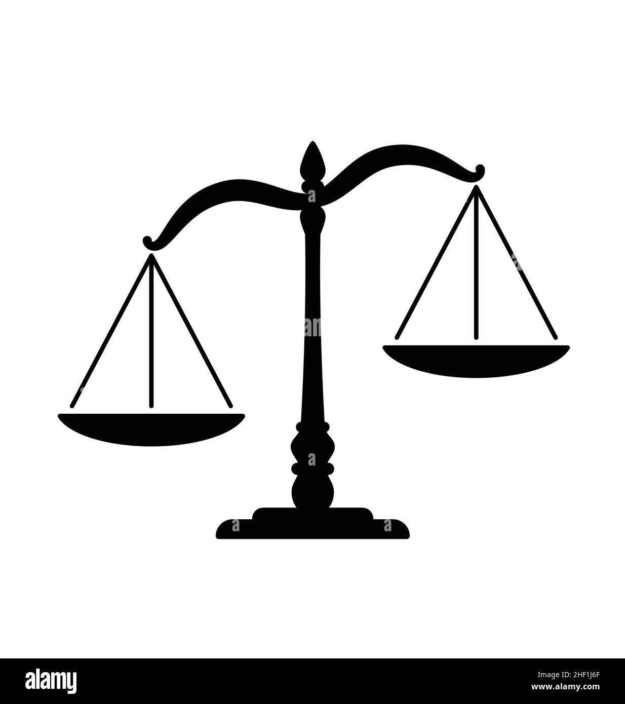 semplice classico diseguale bilanciamento bilancia giustizia silhouette vettoriale isolato su sfondo bianco Illustrazione Vettoriale