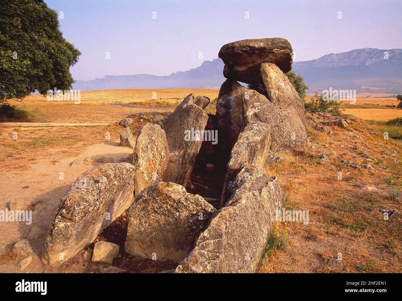 dolmen Chabola de la Hechicera. Elvillar, provincia di Alava, Paesi Baschi, Spagna. Foto Stock