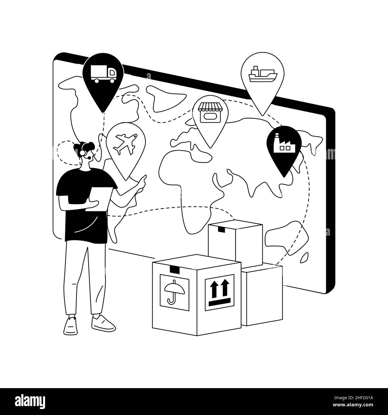 Illustrazione vettoriale del concetto astratto di gestione della catena di fornitura. Illustrazione Vettoriale