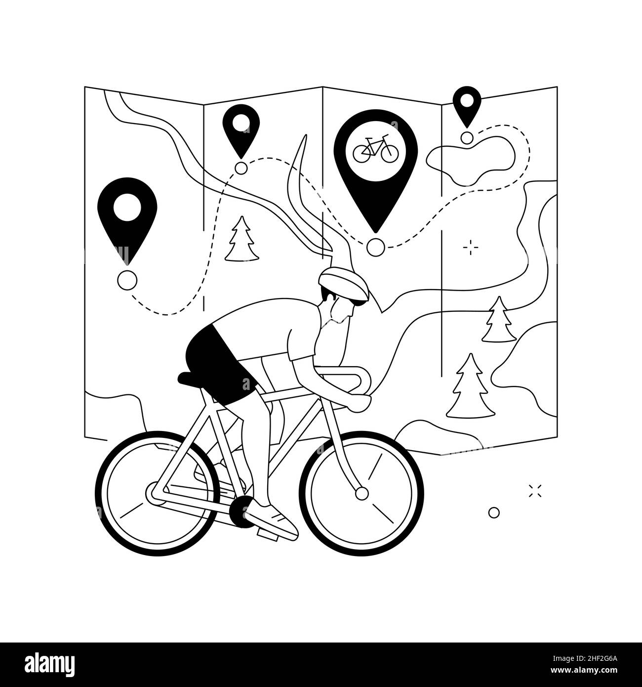 Illustrazione vettoriale del concetto astratto della rete dei percorsi ciclistici. Illustrazione Vettoriale