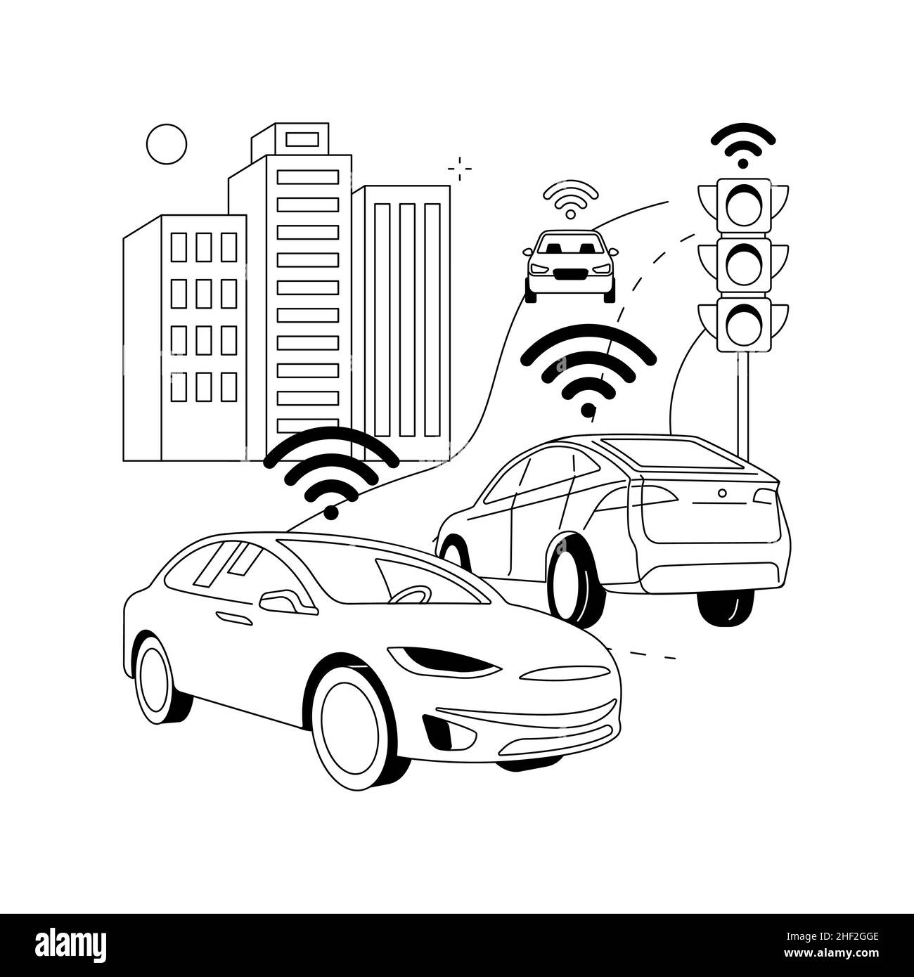 Illustrazione vettoriale del concetto astratto di costruzione di strade intelligenti. Illustrazione Vettoriale