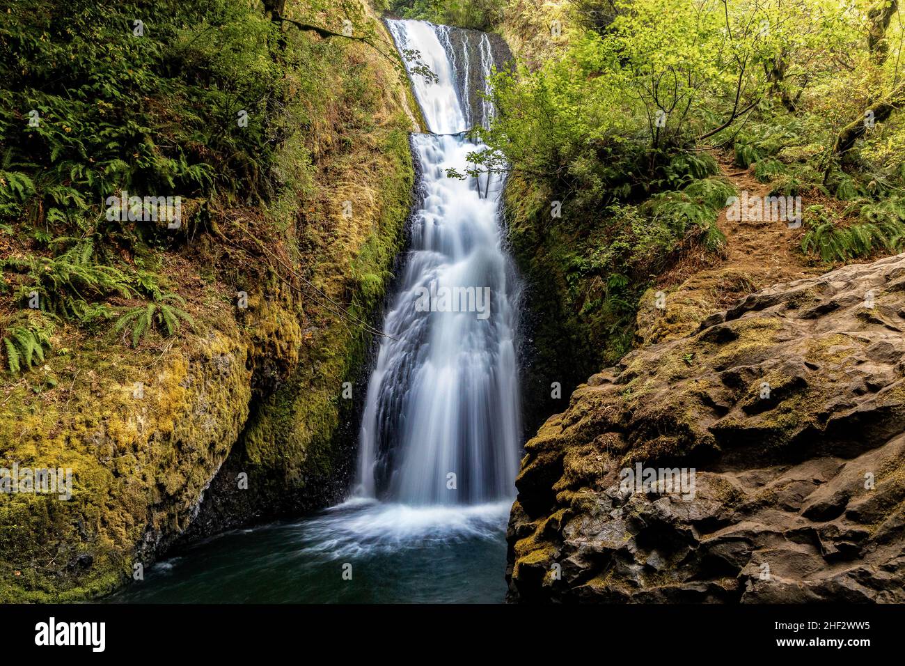Bridal Veil Falls lungo la Old Highway nella Columbia River Gorge, Oregon, USA. Foto Stock